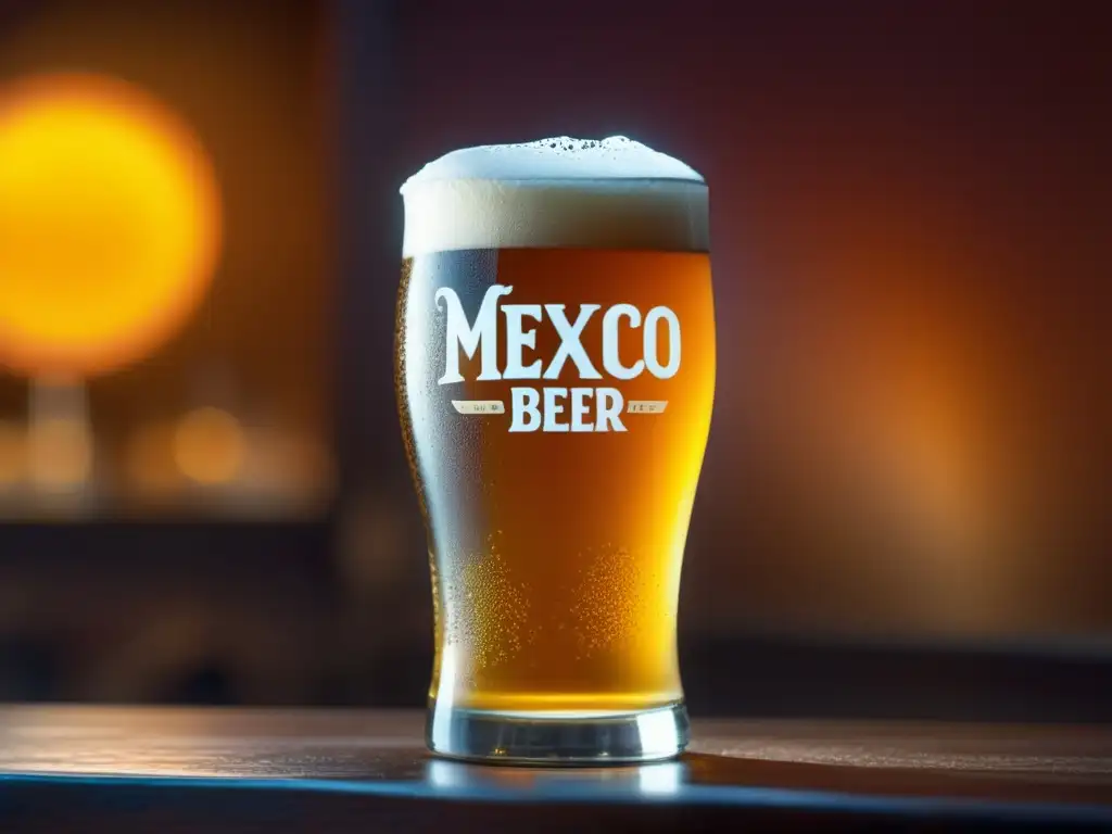 Documental cerveza México: retrato impresionante de la floreciente industria artesanal, con detalle en vaso de cerveza ámbar llena de burbujas