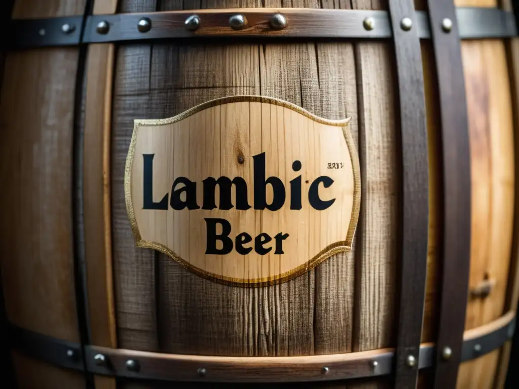 Lambic: Barril de madera con cerveza Lambic en proceso de maduración y envejecimiento