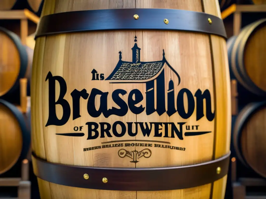 Un barril de madera envejecida en la bodega de BrasserieBrouwerij Cantillon, resaltando su historia y elegancia