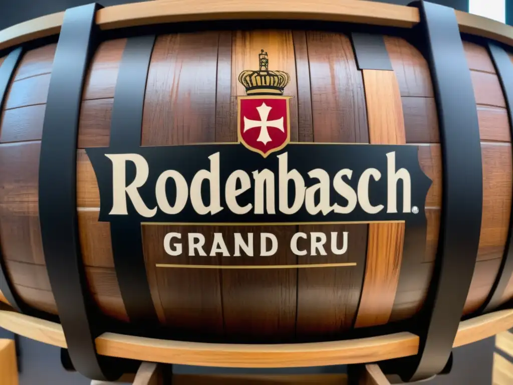 Un barril de madera envejecido muestra la historia y artesanía de la cerveza Rodenbach Grand Cru