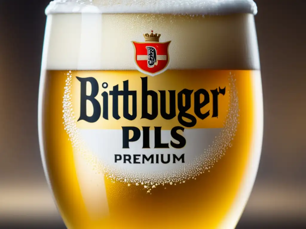 Cerveza Bitburger Premium Pilsner: Dorada, espuma cremosa y burbujas delicadas