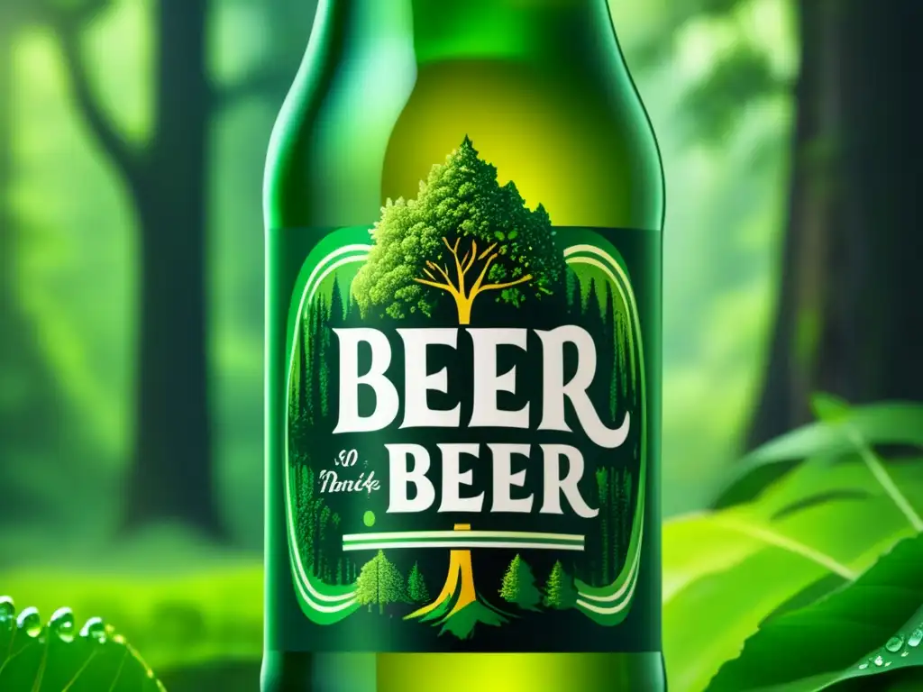 Botella de cerveza con condensación y bosque ilustrado - Eventos benéficos