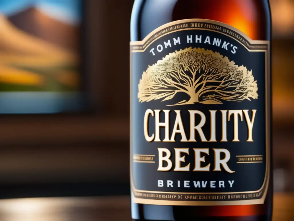 Botella de cerveza de caridad de Tom Hanks y Deschutes Brewery, con detalles intrincados y firma de los creadores - Colaboraciones con celebridades