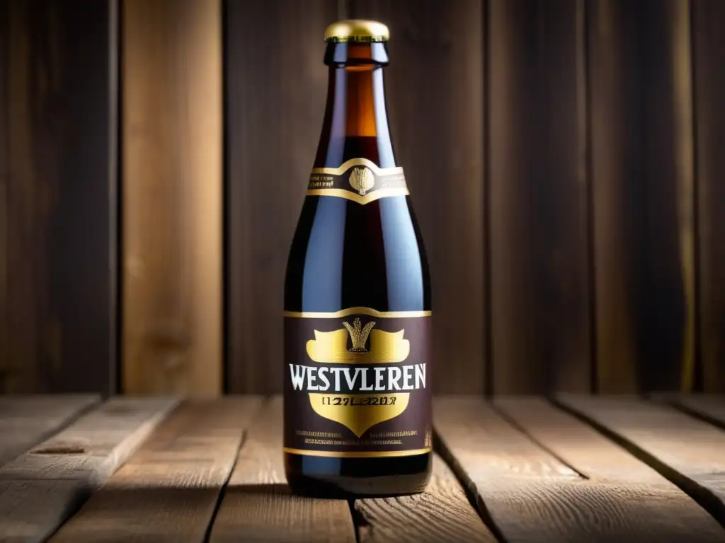 Westvleteren 12: botella de cerveza Trappist en mesa rústica