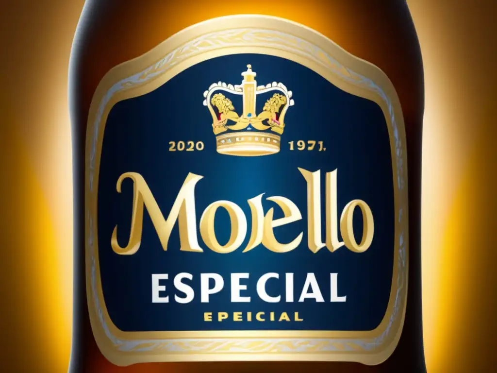 Detallada imagen de una botella de cerveza Modelo Especial, con acabado mate, resaltando sus detalles texturas y frescura