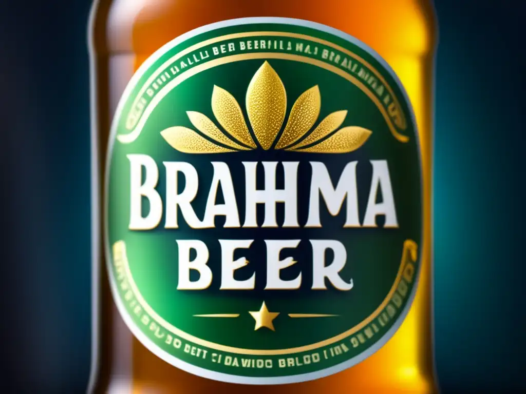 Botella de cerveza Brahma fría, con condensación en el vidrio