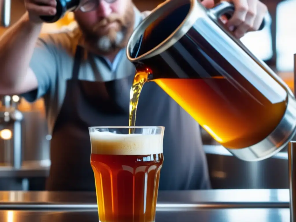 Proceso de elaboración de cerveza artesanal en una cervecería local de Portland - Economía local