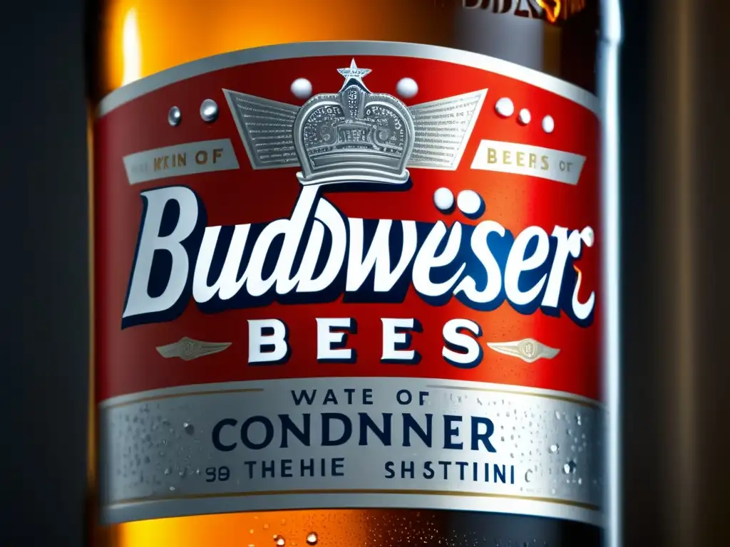 Botella de cerveza Budweiser helada, refrescante y de calidad