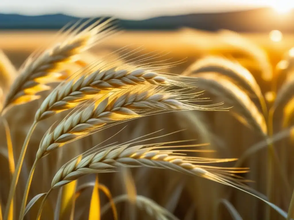 Campo de cebada dorada, granos brillantes y detalles meticulosos - Ingredientes Locales