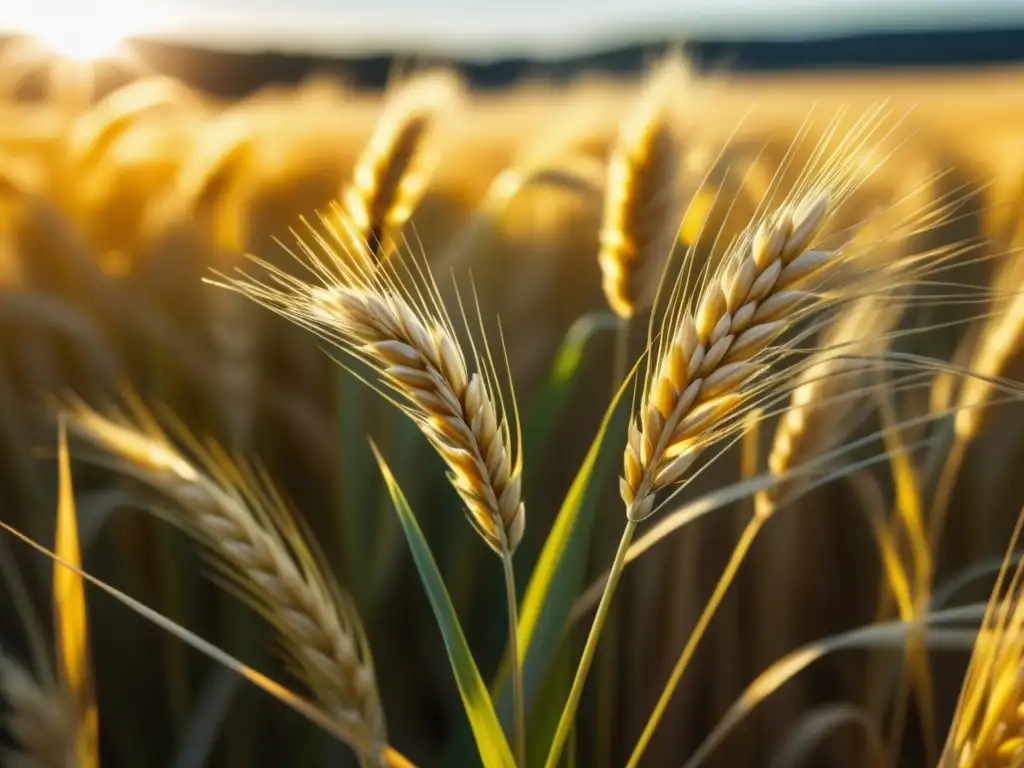 Detalles del campo de cebada dorada, evocando calidad y artesanía 