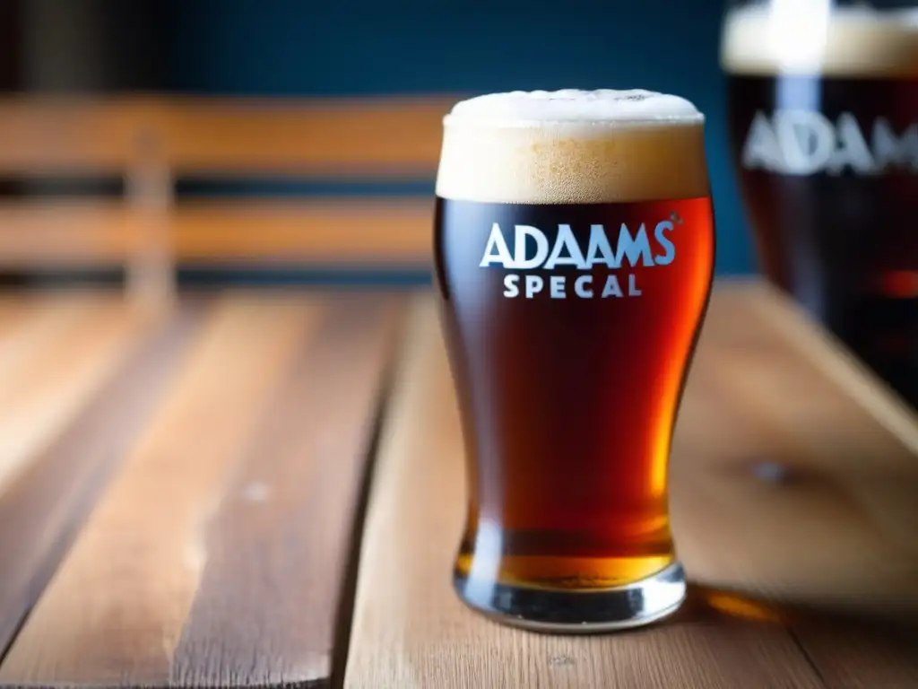 Cerveza Adnams Broadside Extra Special Bitter en mesa de madera