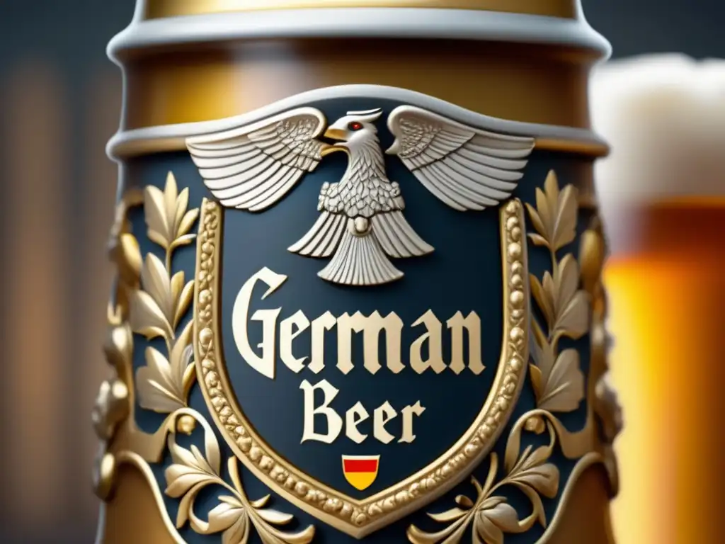 Cerveza alemana en un vaso tradicional adornado con diseño de Verein - socios cerveceros Alemania