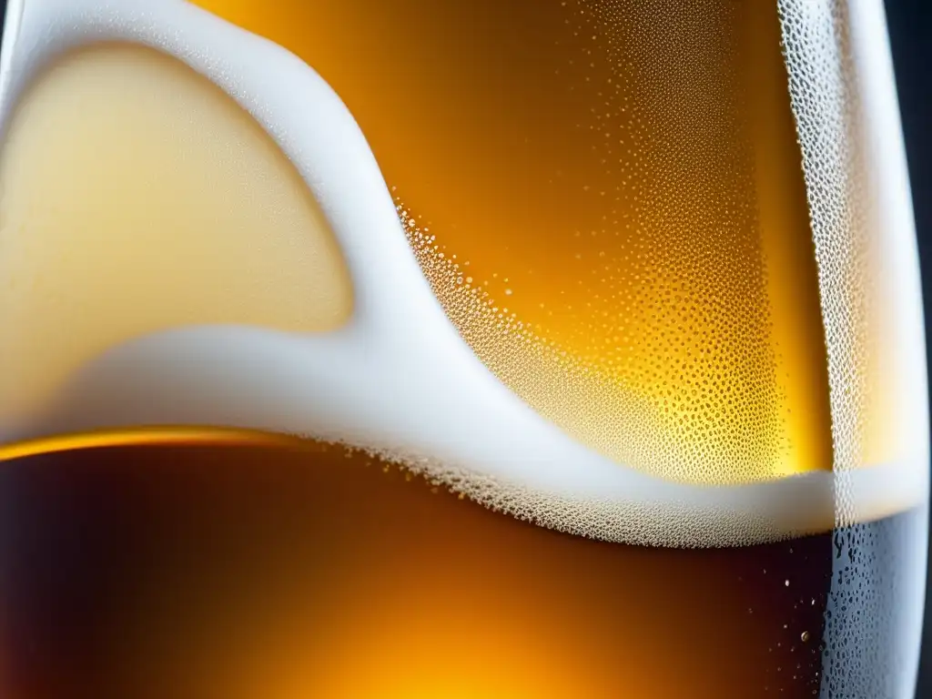 Cerveza ámbar con espuma blanca: frescura y elegancia en imagen de alta definición