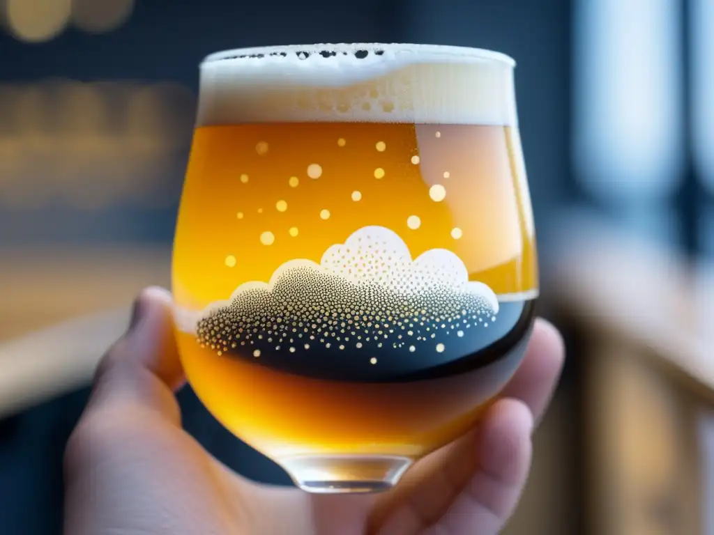 Cerveza Cloudwater Brew Co, detalle de vidrio con burbujas y condensación