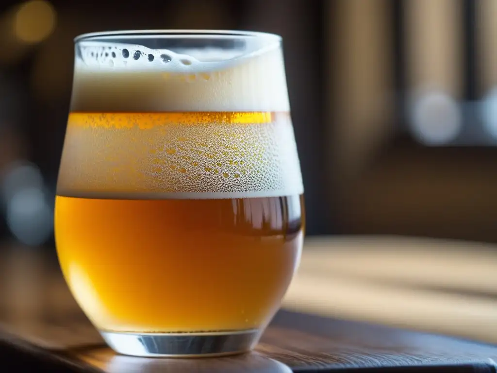 Cerveza artesanal colombiana con espuma cremosa y tono ámbar: auténtica y fresca