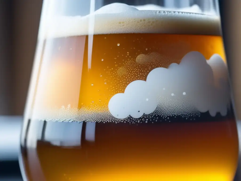 Cerveza Cloudwater Brew Co: color ámbar, espuma blanca y burbujas perfectas