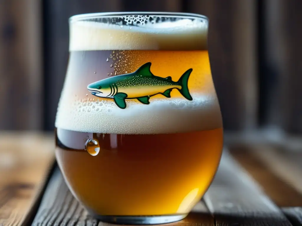 Cerveza Dogfish Head 60 Minute IPA, American IPA en vidrio, color dorado y espuma blanca