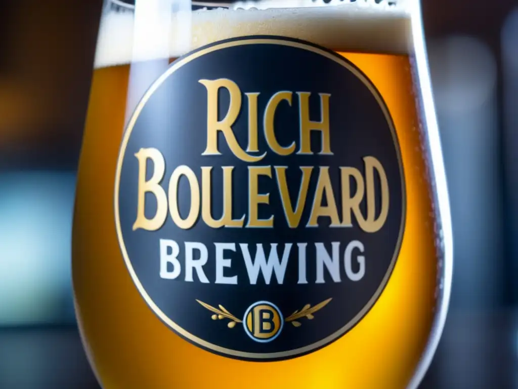 Cerveza dorada de Boulevard Brewing Company, con espuma cremosa y burbujas efervescentes