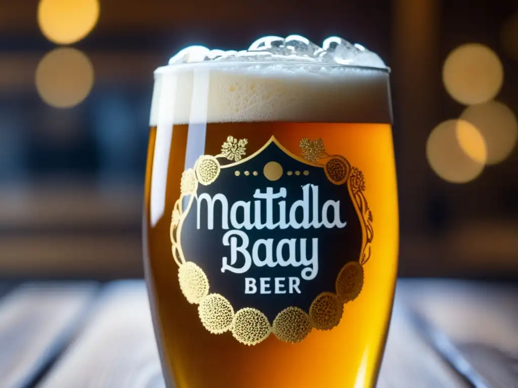 Cerveza artesanal Matilda Bay con detalles burbujeantes