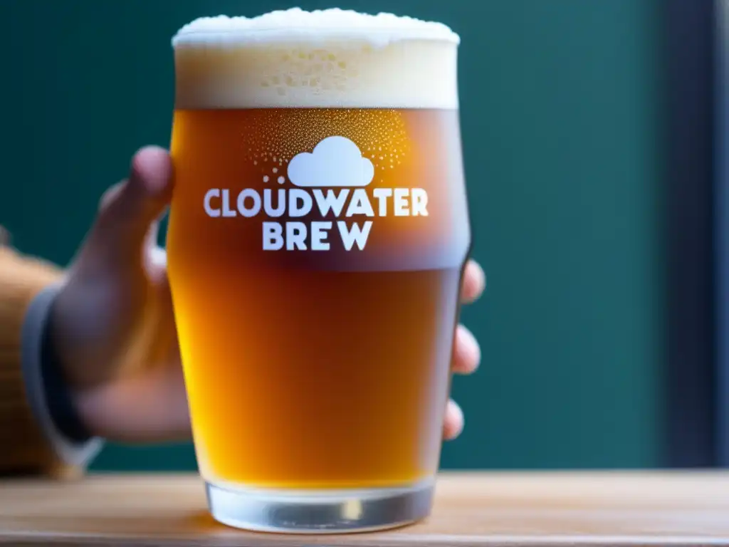 Cerveza artesanal de Cloudwater Brew Co, color ámbar y espuma blanca