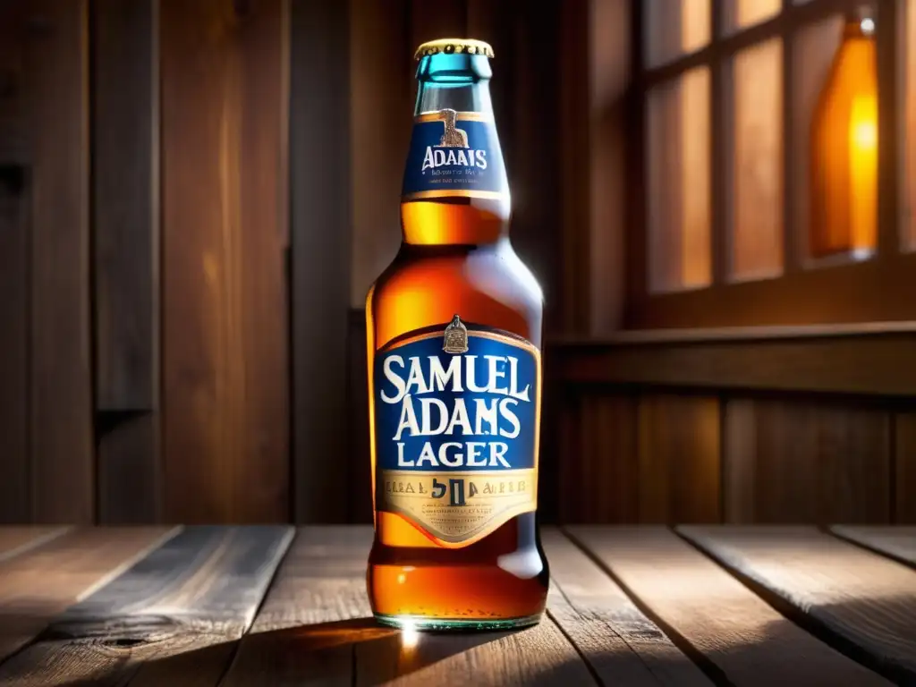 Cerveza Samuel Adams Boston Lager en vaso de vidrio con quesos artesanales -