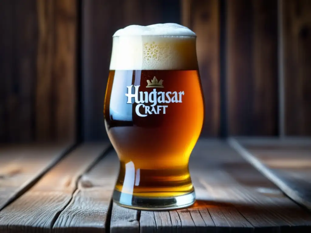 Cerveza artesanal húngara en mesa de madera - Ruta por Hungría