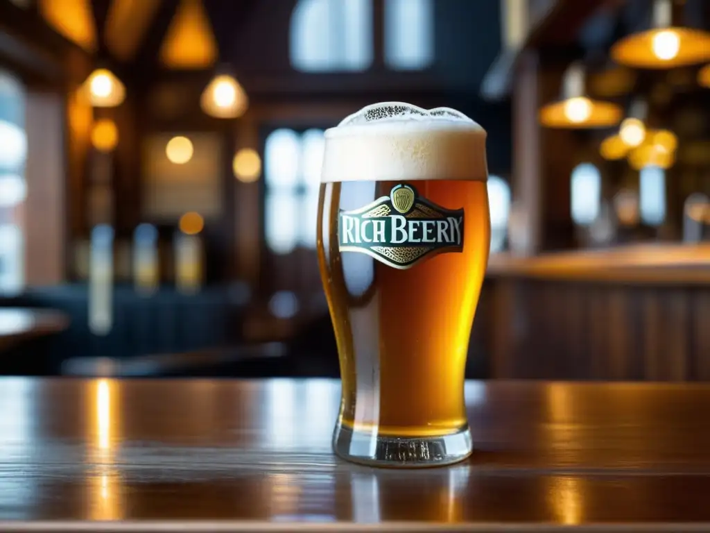 Pint of rich, golden Irish craft beer in cozy pub - Bares en Dublin