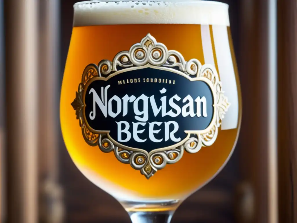 Cerveza artesanal noruega en un vaso con burbujas y espuma blanca - Ruta por Noruega