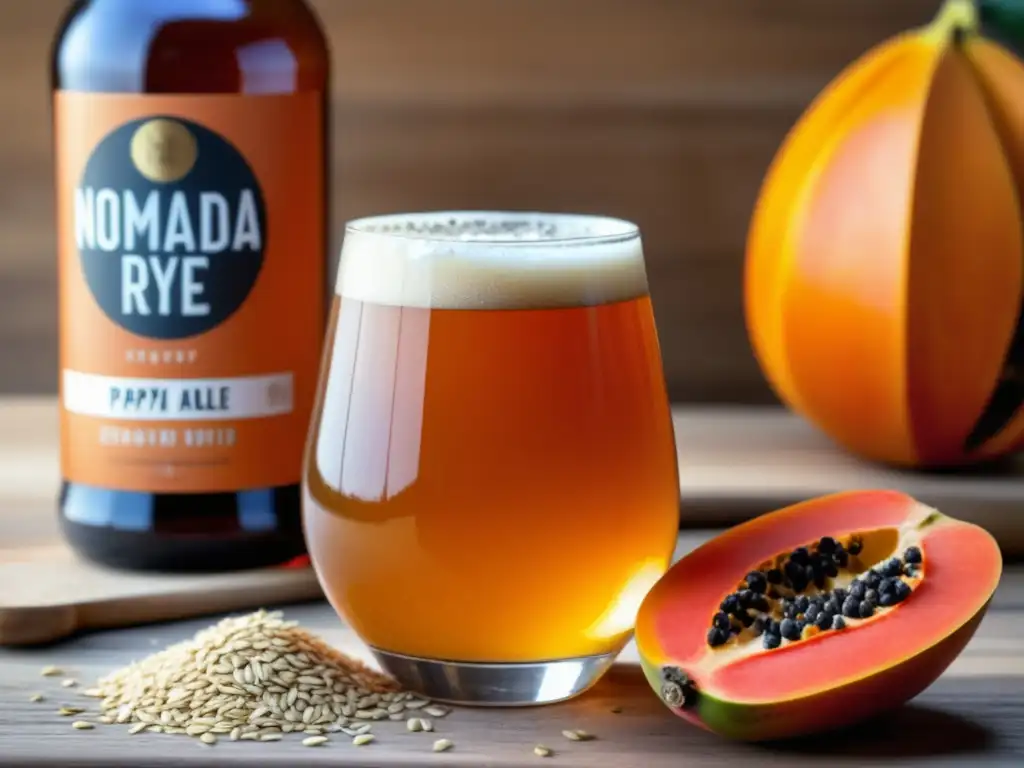 Cerveza Nómada Brewing Papaya Rye Sour Ale con detalles de sabor y textura (Sour Ale)