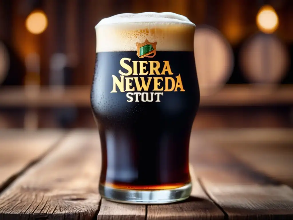 American Stout en vaso con espuma cremosa y color oscuro