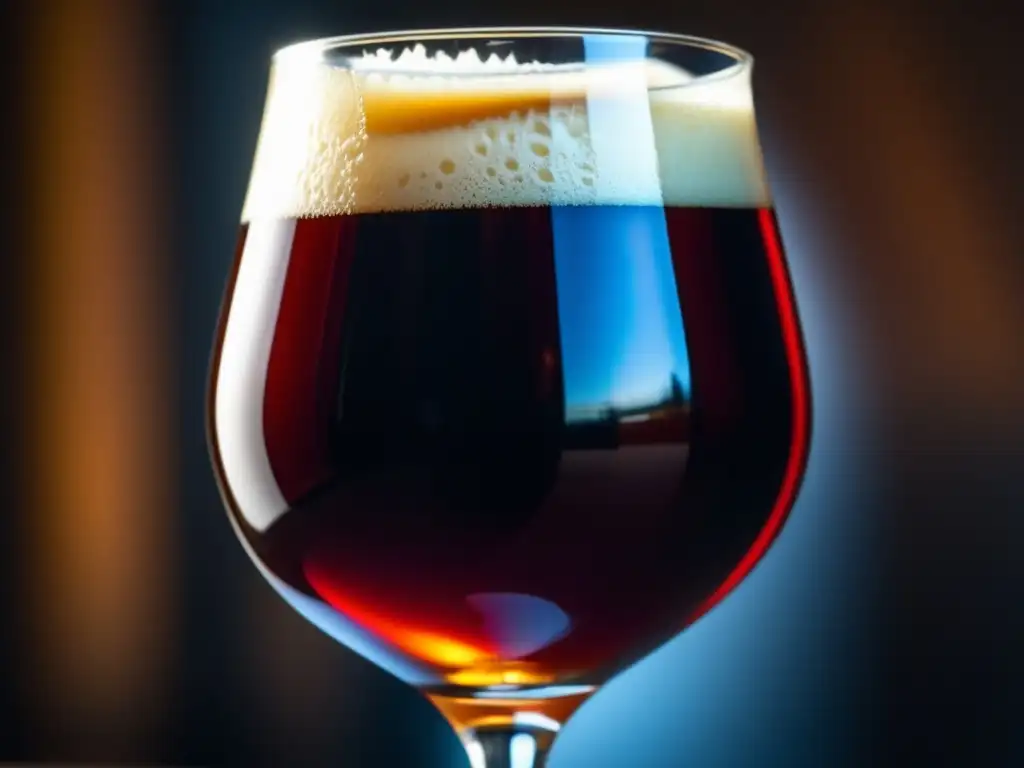 Barleywine ámbar con textura y cabeza cremosa