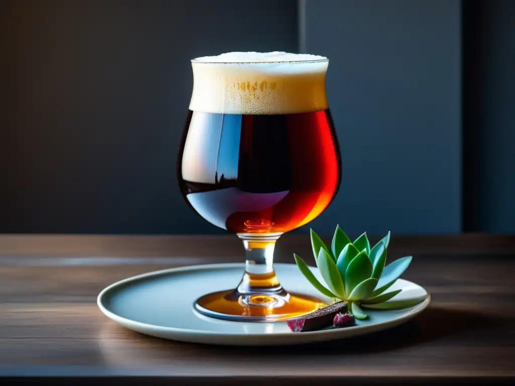 Barleywine y Platos de Caza: Imagen cautivadora de una rica y robusta Barleywine junto a un suculento plato de carne de caza