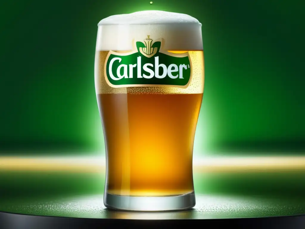 Cerveza Carlsberg en vaso elegante: clara, burbujeante y refrescante