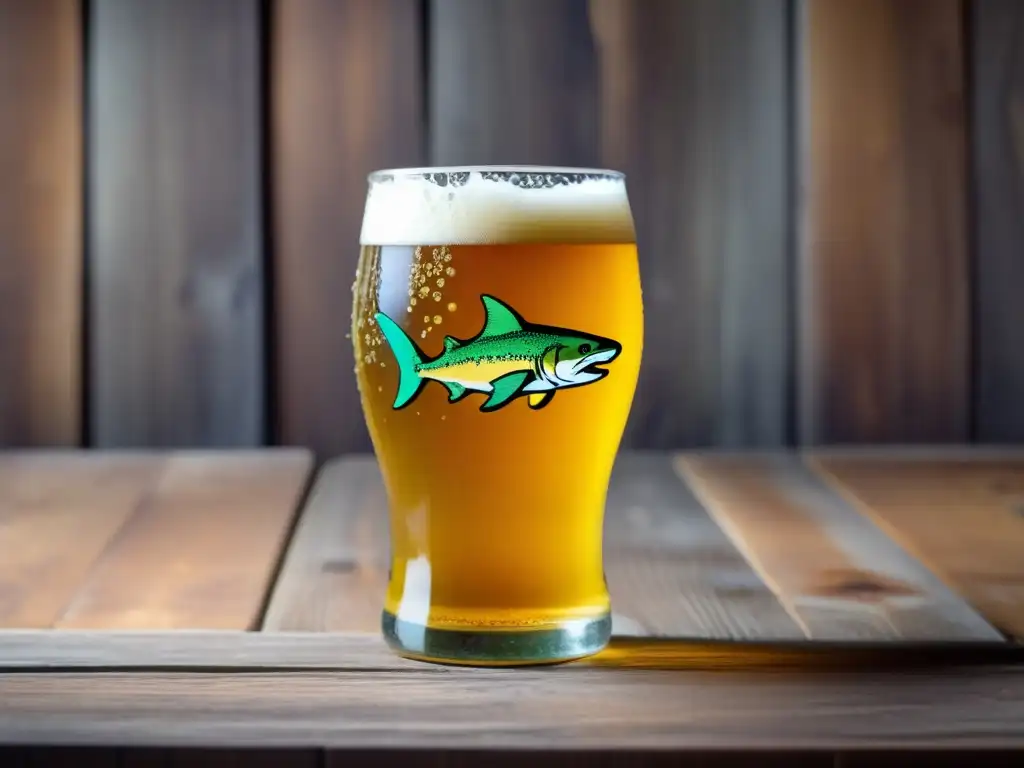 Cerveza Dogfish Head SeaQuench Ale en vaso dorado con burbujas y limón - Berliner Weisse