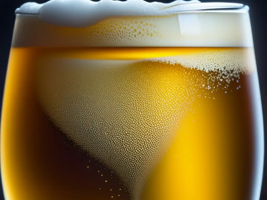 Cerveza dorada con burbujas y textura de espuma - Materiales esenciales