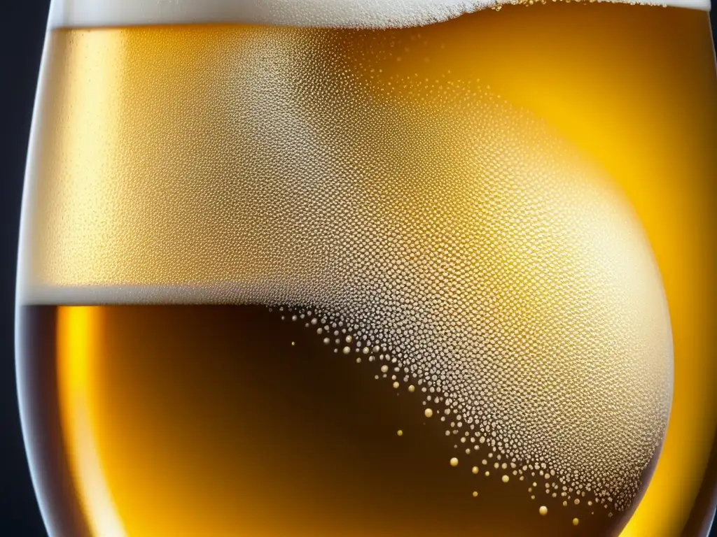 El Alma de la Cerveza: burbujas doradas en vaso de cristal