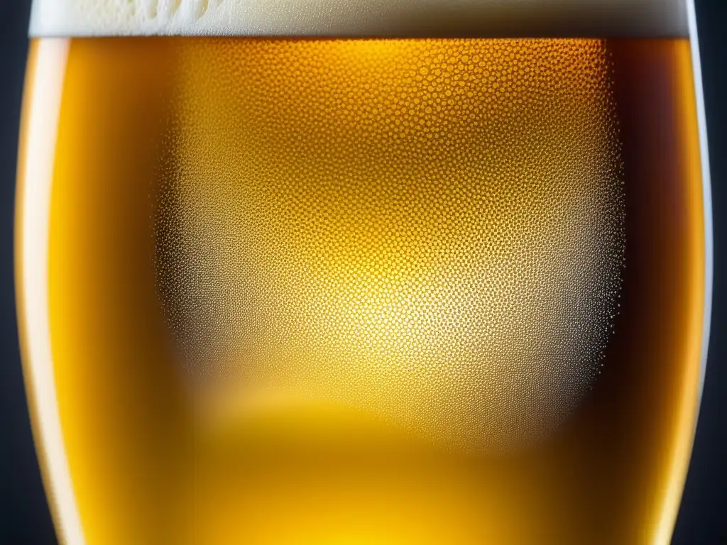 Cervezas y Temporada: Vaso de cerveza helada mostrando condensación y burbujas