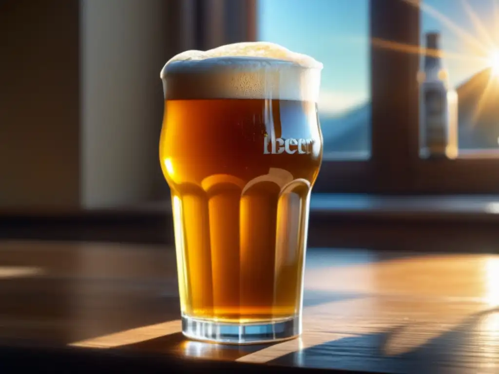 Imagen de cerveza con iluminación y detalles ultradetallados