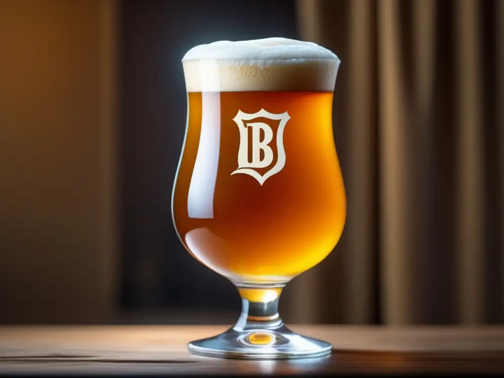 Cerveza Belgian Ale dorada en tulipa, con espuma cremosa y color ámbar brillante