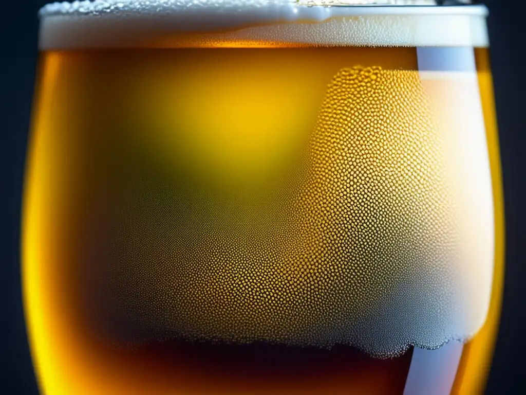 Detalle fascinante de una cerveza: color, textura y carbonatación