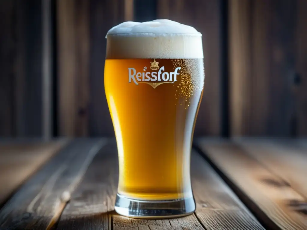 Cerveza Reissdorf Kölsch en vaso de cristal con burbujas doradas