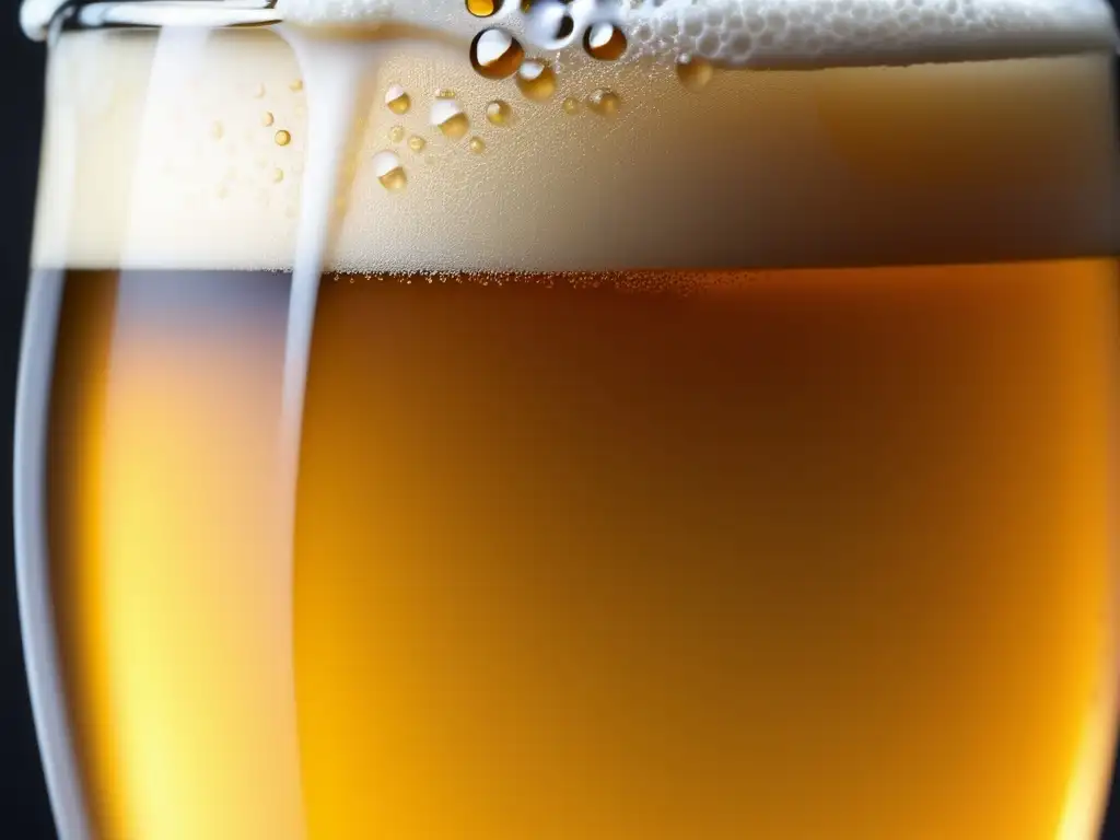 Detallada imagen de cerveza dorada con burbujas y espuma cremosa - La Ciencia Detrás