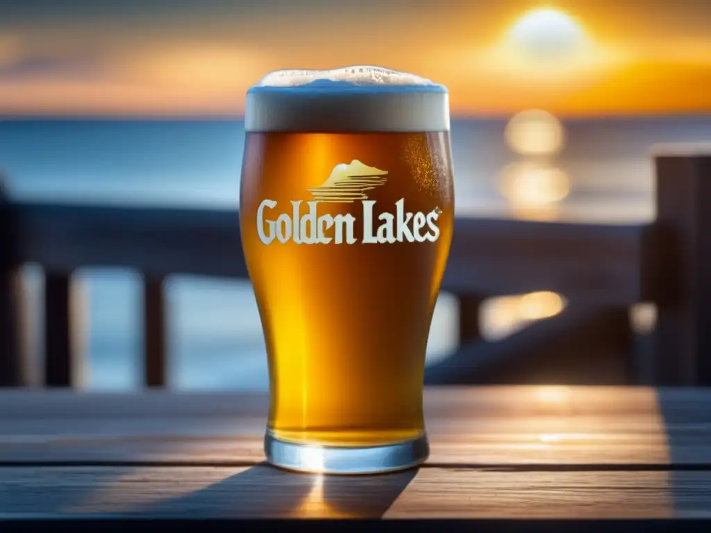 Imagen de vaso de cerveza Dortmunder Gold de Great Lakes con burbujas y detalles - Helles