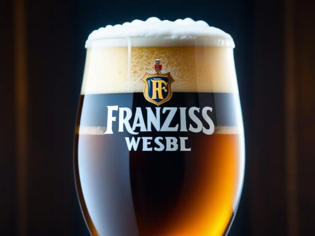 Cerveza Dunkelweizen Franziskaner: color oscuro y espuma cremosa