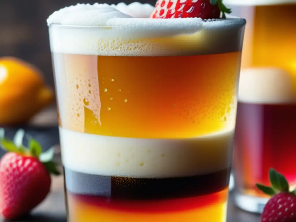 Cerveza dorada con espuma cremosa y frutas - Tendencias Sabor