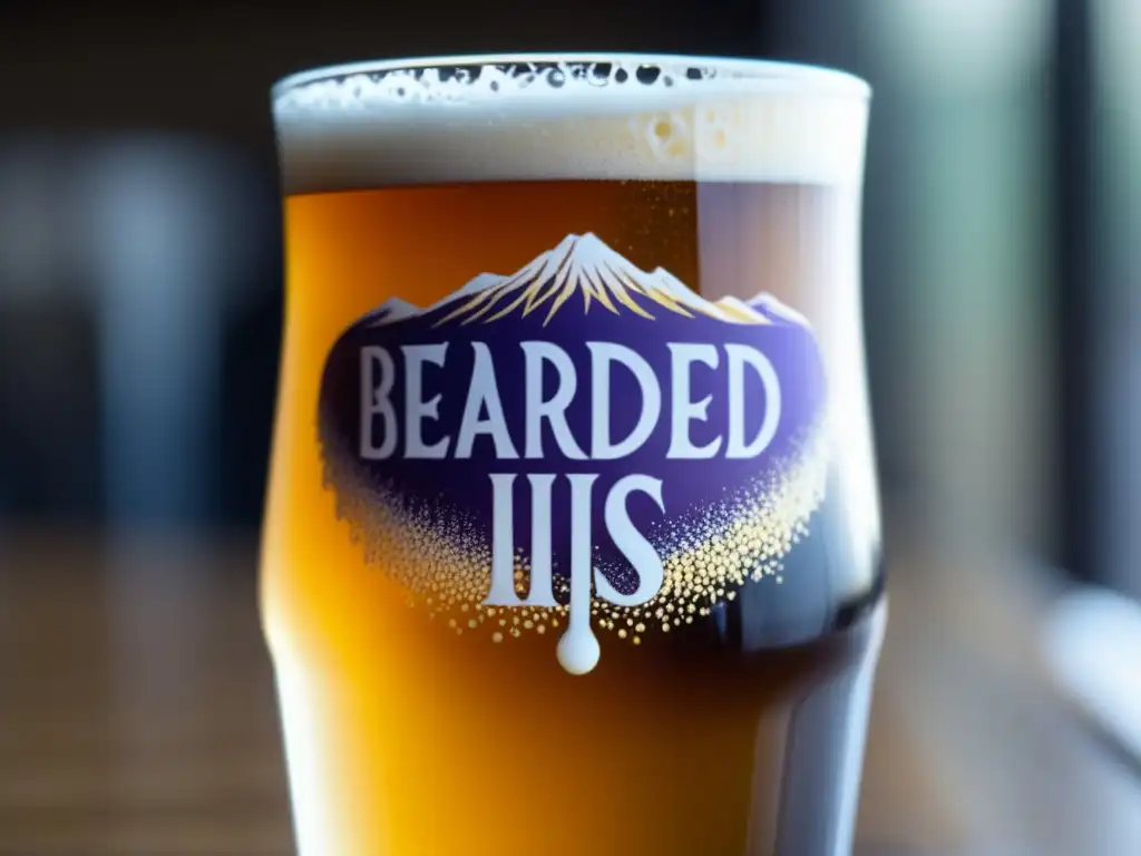 Cerveza IPA dorada de Bearded Iris Brewing con detalles vibrantes y espuma blanca