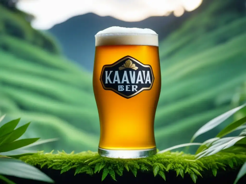 Cerveza Maori con kawakawainfusión dorada en Nueva Zelanda