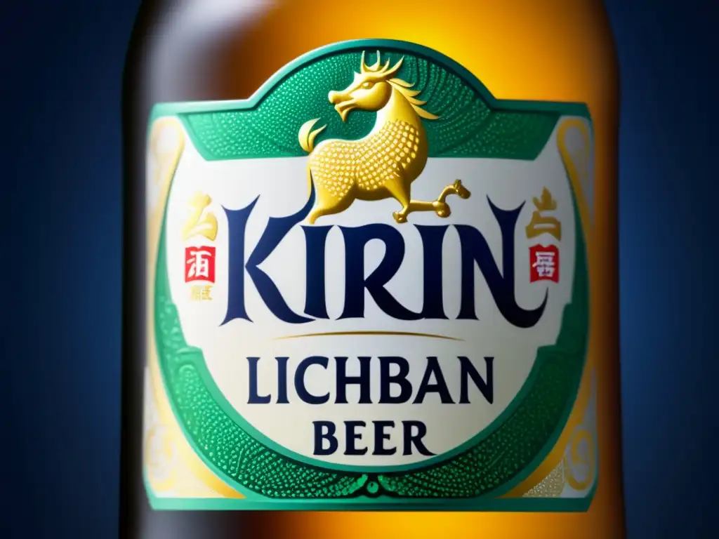 Detalle refrescante de una cerveza Kirin Ichiban, con elegante etiqueta y condensación brillante