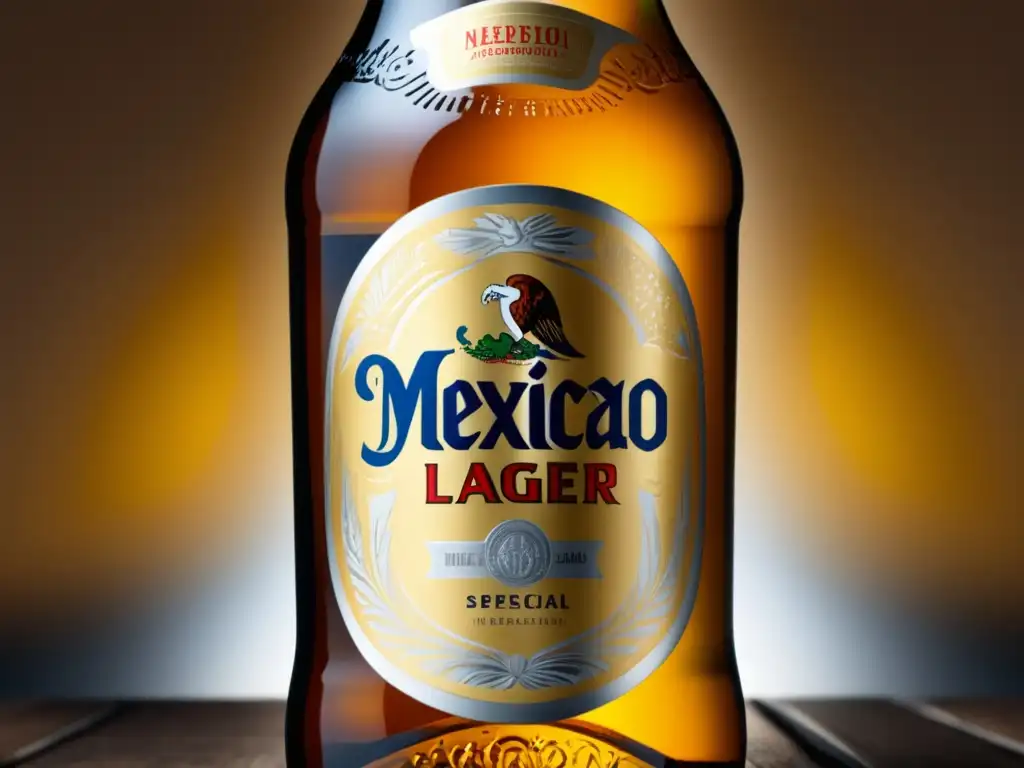 Imagen de alta resolución que destaca la Cerveza Mexicana Lager en toda su gloria, con detalles ultra claros