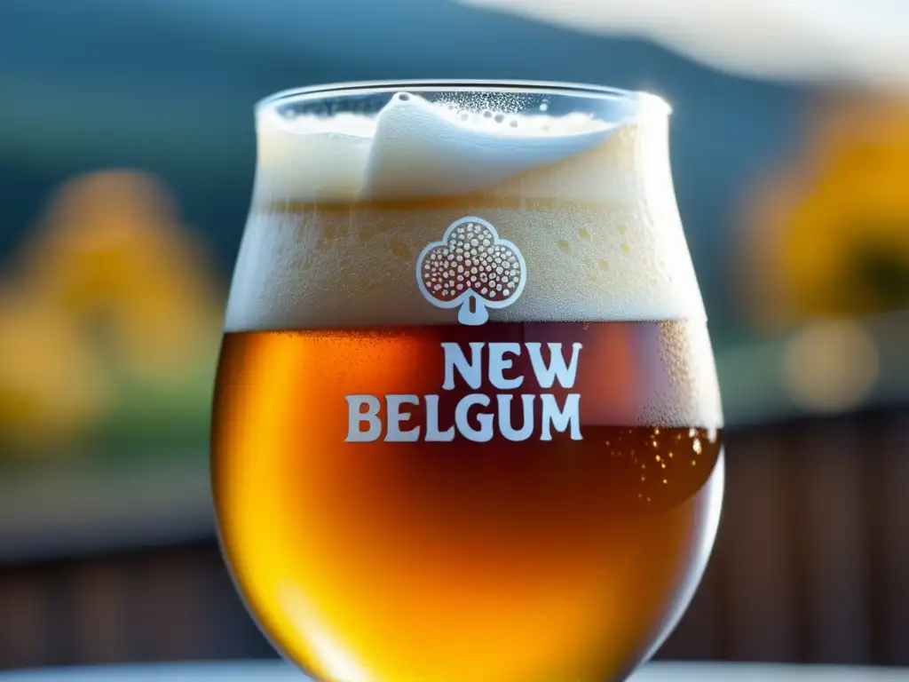 Cerveza New Belgium: color ámbar y burbujas carbonatadas